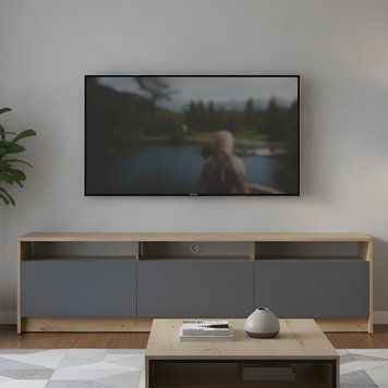 Тумба ТВ Doros U3 Дуб Артизан/Графіт ДСП 180х33х43 (DRS-011902)