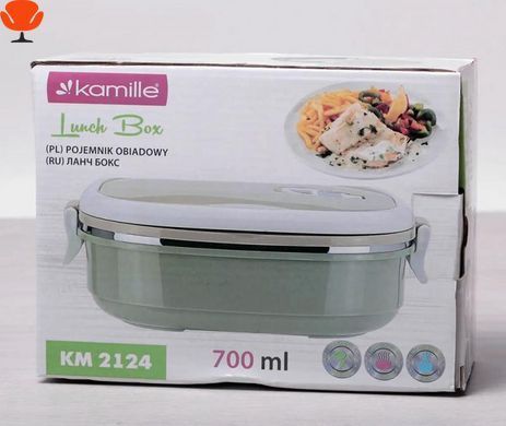 Ланч-бокс Kamille Food Box 700мл, 20х14.5х7.5см, бежевий з оливковим
