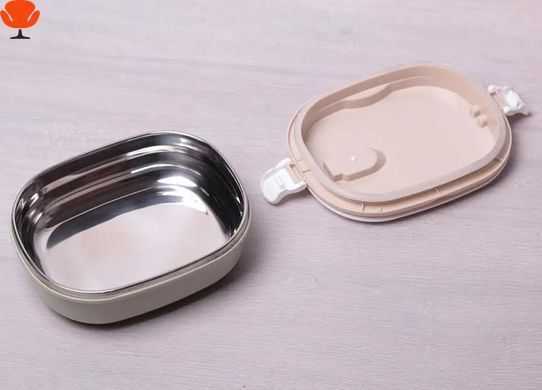 Ланч-бокс Kamille Food Box 700мл, 20х14.5х7.5см, бежевий з оливковим