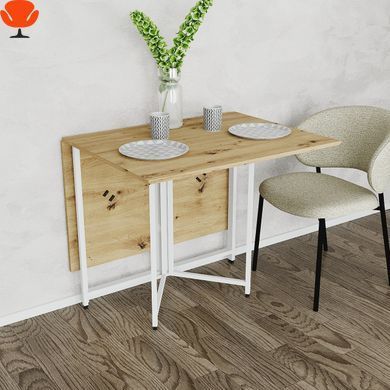 Стол-трансформер книжка Морис 3 Ferrum-decor 75x130 см Белый металл / ДСП Дуб Артизан 16 мм (FRD-107421)