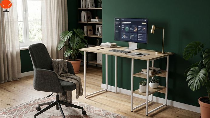 Письменный стол Кевин Ferrum-decor 75x100x60 Белый металл ДСП Дуб Кремона (FRD-108154)