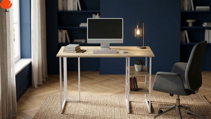 Письменный стол Кевин Ferrum-decor 75x100x60 Белый металл ДСП Дуб Кремона (FRD-108154)