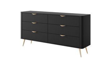 Комод Perfect Home Lante 6 ящиків чорний із золотими ніжками 6S/163 (PFH-091190)