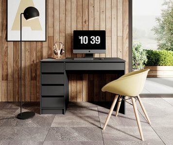 Стол туалетный письменный Perfect Home Ада/Ada 5S/120 с 5 ящиками Антрацит (PFH-091308)
