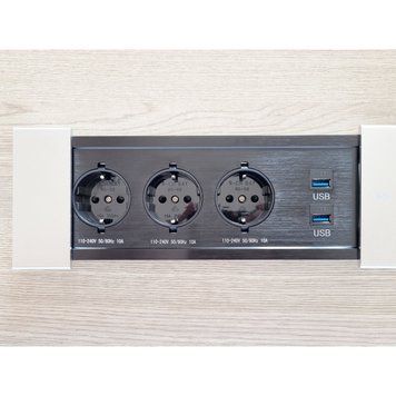 Настольная розетка 280x100 Сатин (3 розетки, 2 гнезда USB) LD
