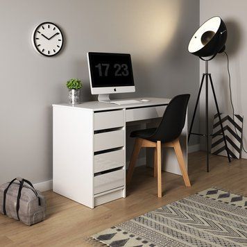 Стол туалетный письменный Perfect Home Ада/Ada 5S/120 с 5 ящиками Белый глянец (PFH-091306)