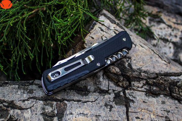 Багатофункціональний ніж Ruike Trekker LD21-B, 12 інструментів, сталь 12C27/G10, чорний, 8.5 см