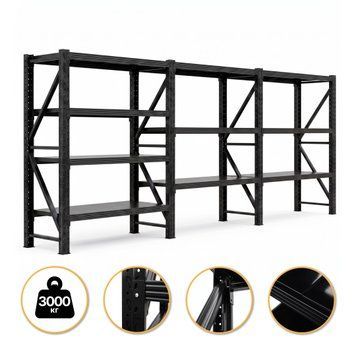 Металлический стеллаж LEOBRO Premium Pro 200х600х50 см (300 кг/полка, 10 полок, 3 секции, LB-R131)