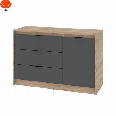 Комод Еверест Сіті-1150 Дуб сонома/Графіт з дверцятами та 3 шухлядами 115,2х38х74,6 см DTM-071099