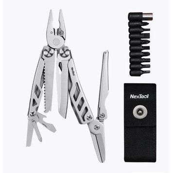 Мультитул NexTool Flagship Pro (Max) 14в1, плоскогубцы, нож, набор бит, нержавеющая сталь, с чехлом