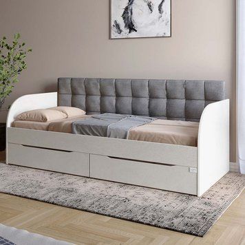 Дитяче напівторне ліжко LION Л-7 з ящиками, 120x200 см, Бетон Style (LION-044242)