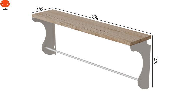 Настінна полиця Ferrum-decor Юзибы 270x500x150 мм, метал+ДСП Артизан 16 мм, біла (FRD-102661)