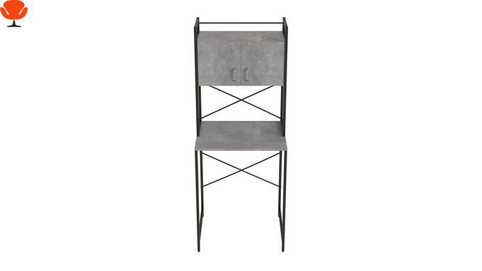Стеллаж для стиральной машины Бафрум 404 Ferrum-decor Черный металл + ДСП Бетон 178x70,5x60,5 см (FRD-107382)