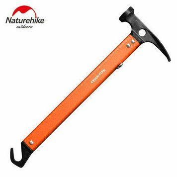 Молоток кемпинговый Naturehike NH15A010-I, алюминиевая ручка, стальной боек, оранжевый, многофункциональный