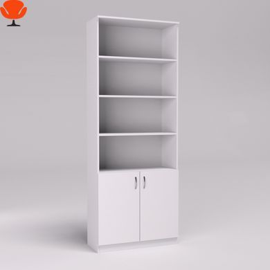 Стеллаж офисный Континент ОС-2 Антрацит ДСП, 800x340x2100 мм, с дверцами Белый