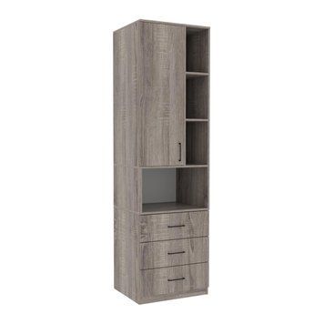 Шкаф для одежды Tetris Т-4 Антрацит 600/520/2100 мм, модульный, ДСП, для детской комнаты Дуб сонома + трюфель