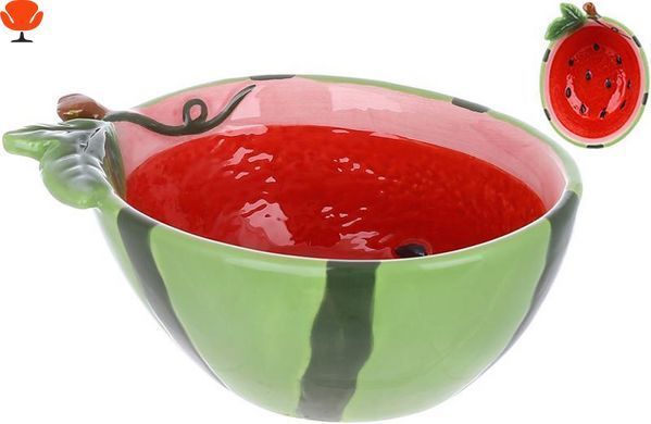 Салатник керамічний Bright Fruits Watermelon 400мл, 16х12х7см, діаметр 16см, з малюнком арбуза