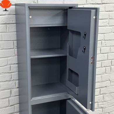 Офисный сейф CБП-1600/2 антрацитово-серый, двухсекционный, с кассовым отделением и сувальдным замком, 160 см