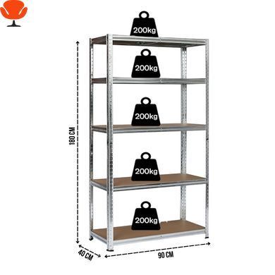 Стелаж LEOBRO Premium 180 х 90 х 40 см, 200 кг/полка, 5 полиць (LB-R106)