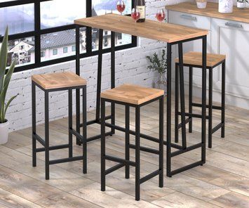 Барний стіл Loft Design BS-110 Дуб Крафт золотий, металевий каркас, 120х40 см