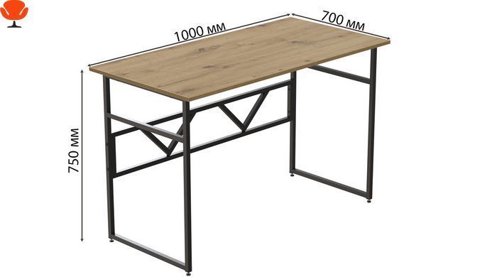 Компьютерный стол Ferrum-decor Райан 100x75 см, черный ДСП Дуб Артизан 32мм (FRD-107071)