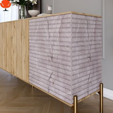 Комод LION Грей Дуб Сонома 154x38x76.5 см с черными металлическими ножками, современный минималистичный дизайн (LION-041782)