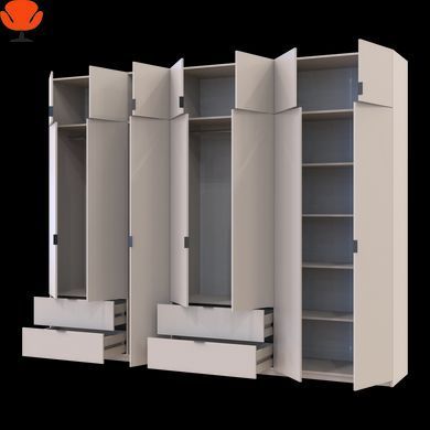 Распашные шкафы Лукас Doros Кашемир 3+4 ДСП 300х50х240 с надстройкой, ящиками и штангой
