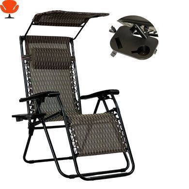 Раскладное кресло шезлонг с козырьком LEOBRO Zero Gravity Plaid (LB-ZGC-H1-PLD)