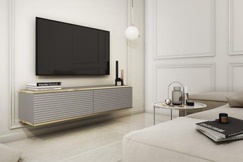 Тумба під телевізор навісна Perfect Home Оро / Oro 2-дверна RTV135 MDF Сірий (PFH-091357)