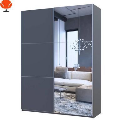 Шафа купе Doros G-Caiser Антрацит 160х60х240 см, 1 ДСП / 1 Дзеркало, 3 секції (DRS-012244)
